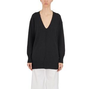 ISABEL BENENATO Women's V-Neck Oversized Knit Sweater Women BLACK Sweaters &